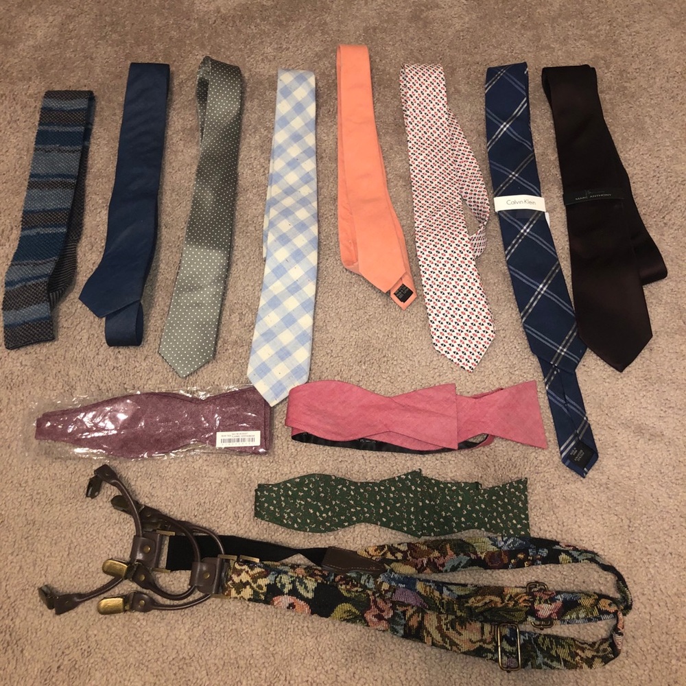 Lot of 11 ties and 1 floral suspender